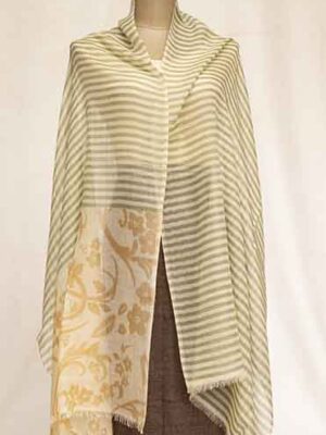 basket stripe stole with print